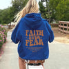 Faith over Fear Hoodie Christian Sweatshirt Trendy Faith Shirt Cute Religious Hooded Preppy Women Christian Sweater Hoodies - Blue