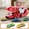 New Product Folding Dinosaur Transporter Car Competitive Game Roll to Eat Car Vehicle Racing Track with Mini Car Kid Gift Toy - Red 2Car