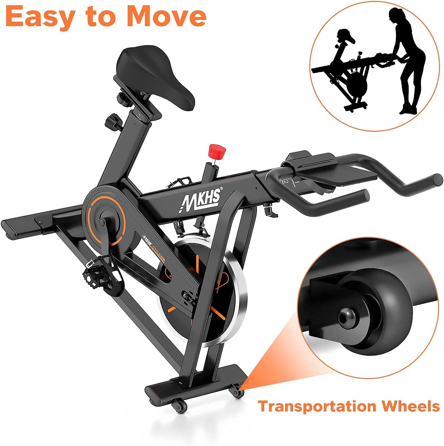 Silent Magnetic Resistance Indoor Cycling Bike, Fully Adjustable Design for All People, Stationary Exercise Bikes for Home (400 Lbs Weight Capacity)