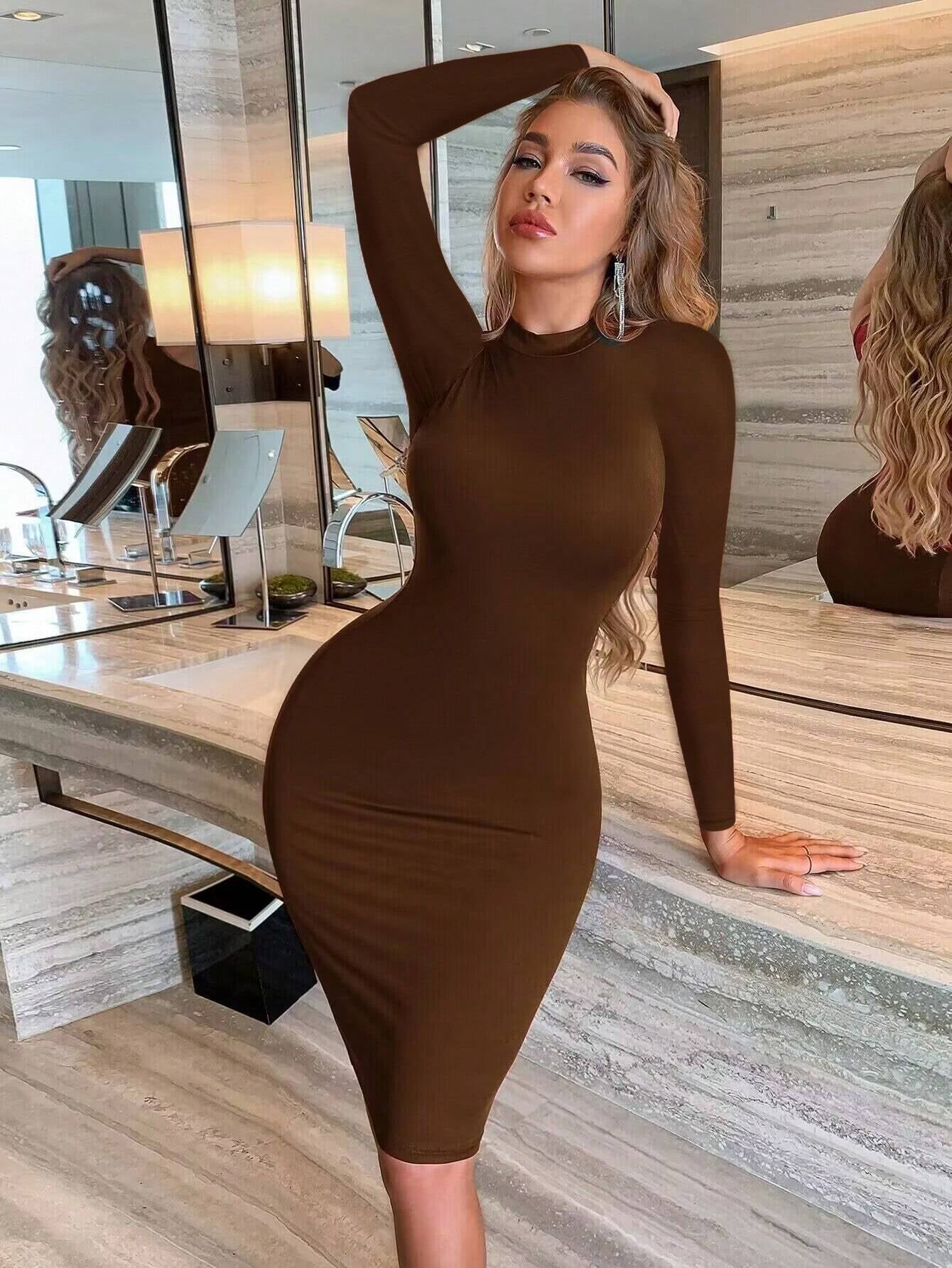 SHEIN Ezwear Solid Scoop Neck Bodycon Dress