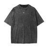 Streetwear American Vintage Waxed Dyed Washed  Heavyweight 100% Cotton T-Shirt - Batik Black