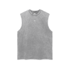 Streetwear Unisex Snow Washed Frayed Hem Tank Top - Light Gray