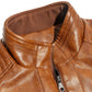 Men'S Stand Collar Leather Jacket Motorcycle Faux Leather Jackets Outwear