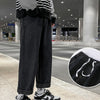 Autumn Korean Fashion Drawstring Y2K Jeans Homme Classic Baggy Straight Wide Leg Pants 2023 New Hip Hop Streetwear Casual Jean - Black