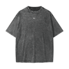 Streetwear American Vintage Waxed Dyed Washed  Heavyweight 100% Cotton T-Shirt - Dark Gray