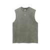 Streetwear Unisex Snow Washed Frayed Hem Tank Top - Gray Green