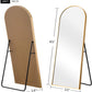 Arched Full Length Mirror Standing Hanging or Leaning against Wall, Oversized Large Bedroom Mirror Floor Mirror Dressing Mirror, Aluminum Alloy Thin Frame, Gold, 65"X22"