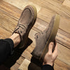 New British Vintage Men Casual Shoes High Quality Platform Cow Suede Loafers Men Designer Leather Shoes Fashion Sneakers - Khaki