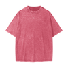 Streetwear American Vintage Waxed Dyed Washed  Heavyweight 100% Cotton T-Shirt - Cherry Color