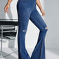 SHEIN SXY High Waist Ripped Flare Leg Jeans