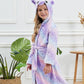 Soft Unicorn Hooded Robe with Matching Slippers Headband and Blindfold for Girls