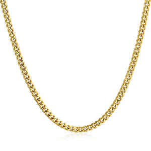 Mens Mens 8MM Curb Cuban Chain Necklace Gold Plated Stainless Steel 24 Inch