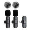 NEW Wireless Lavalier Microphone Audio Video Recording Mini Mic for Iphone Android Laptop Live Gaming Mobile Phone Microphone - 2In1 For Type-C