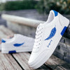 Summer Men Casual Shoes Feather Pattern White Sneakers Comfort Chunky Sneakers Men'S Shoes Trainers Trend Flats Board Shoe - Blue